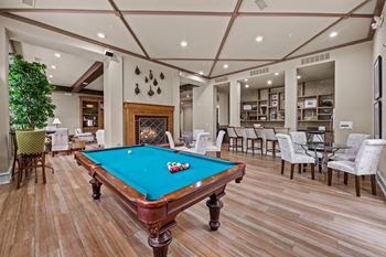 pool room with fireplace